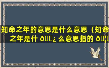 知命之年的意思是什么意思（知命之年是什 🌿 么意思指的 🦋 是什么年龄阶段）